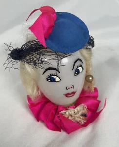 Vtg Milk Glass Egg Hand painted Painted Lady Face - Picture 1 of 7