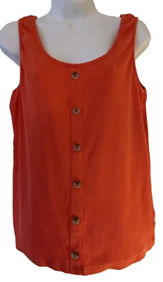 Peacocks Size 20 Orange ribbed sleeveless Top/Mock buttons on front - Image 1 of 4