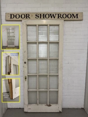 Reclaimed Georgian Cross Reeded Glass Wooden Panel Door 1973 Or 1963 x 835mm - Image 1 of 4