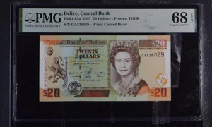 BELIZE 20 Dollars 1997 P 63 a Superb Gem UNC PMG 68 EPQ TOP POP - Picture 1 of 1