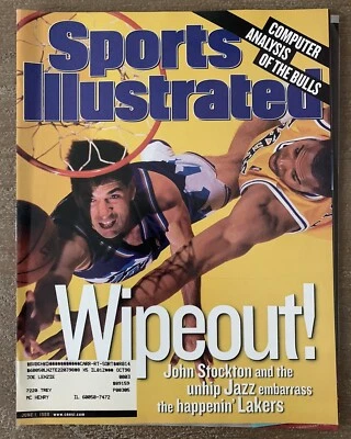 Sports Illustrated 1 de junio de 1998 Wipeout John Stockton Derek Fisher Utah Jazz Foto 1 de 2