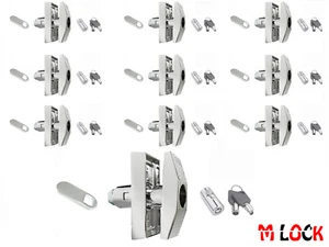 10 Stück T Griff Automat Pop Up Short Vierteldrehung Chrom + Schloss 0585 - Bild 1 von 4