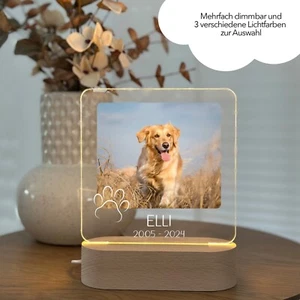 Personalisierte Foto LED-Leuchte Gedenken Haustier Hund Katze Geschenk Dimmbar - Bild 1 von 3