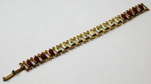 ATQ 1900s PIKES PEAK COLORADO CHILDS SOUVENIR HAND PAINTED JEWEL BRASS BRACELET - Picture 1 of 8
