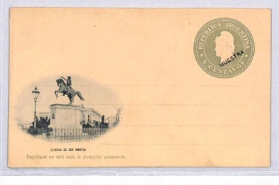 ARGENTINA Illustrated Postal Stationery Card 4c *MUESTRA* SPECIMEN Statue YU171 - Image 1 of 4