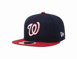 New Era 59Fifty Kids Boys Cap Washington Nationals Alternate Navy Red Fitted Hat - Picture 1 of 5