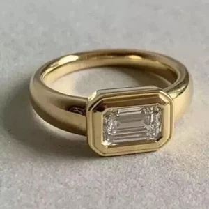 NEW 2.CT Emerald Cut Created Diamond Men Wedding Band Ring 14K Yellow SILVER - Picture 1 of 5