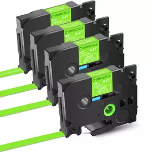 TZe MQG35 Nastro Etichetta Laminato Verde Lime per Brother P-Touch PTP700 1/2" 4Confezioni - Foto 1 di 12