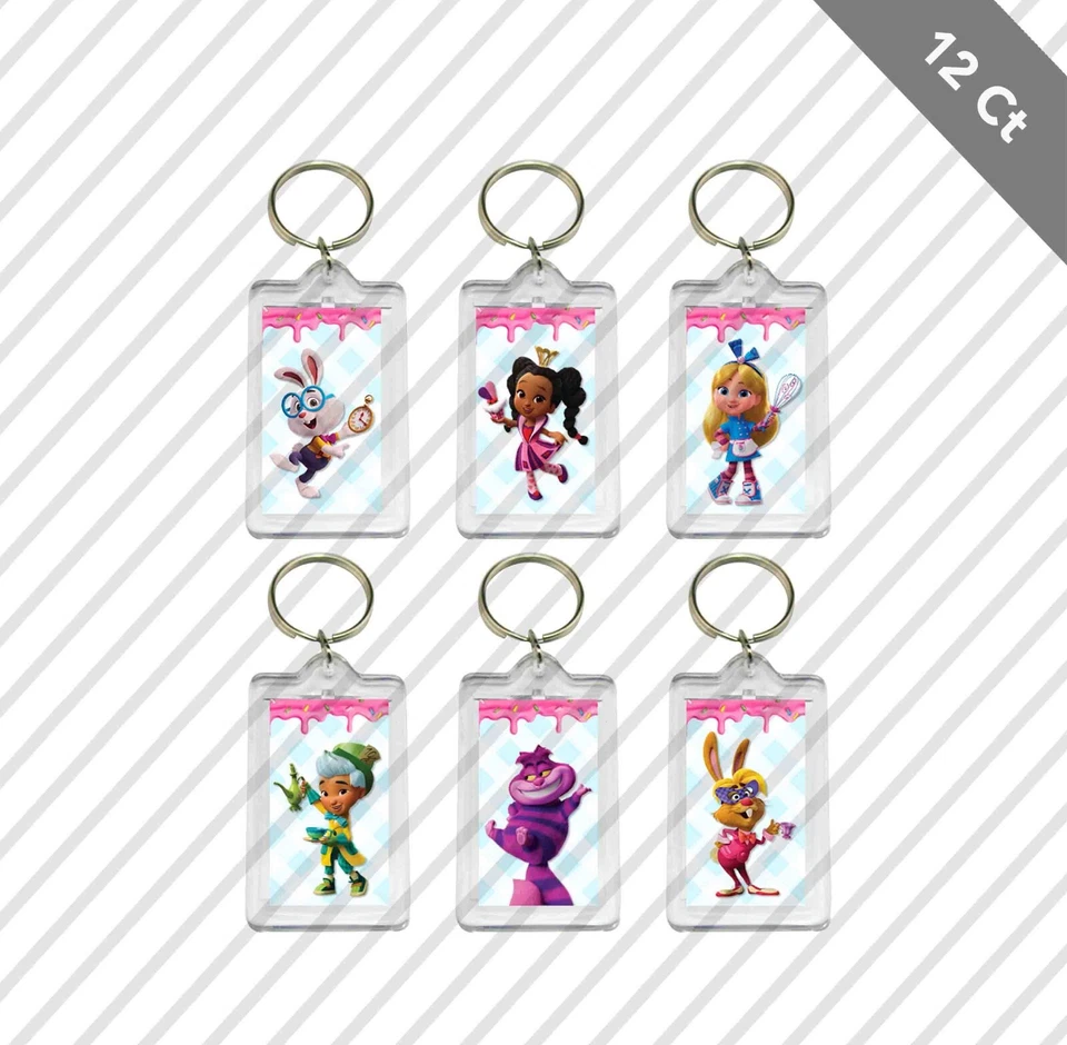 12 Llaveros de panadería Alicia del País de las Maravillas para niños regalos de fiesta de cumpleaños Foto 1 de 1