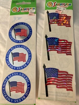 Lote de 2 pegatinas prismáticas patrióticas Sandylion - Bandera, en Dios confiamos Foto 1 de 2