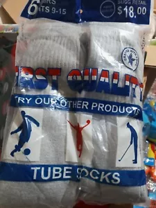 new men tube socks grey set of 6 pairs size 9-15 - Picture 1 of 1