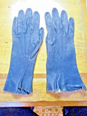 ВИКТОРИАНСКИЕ ЖЕНСКИЕ УКРАШЕННЫЕ ЧЕРНЫЕ КОЖАНЫЕ ПЕРЧАТКИ ~ АНТИКВАРНЫЕ ВИНТАЖНЫЕ БЕЗ ПОДКЛАДКИ - Изображение 1 из 4