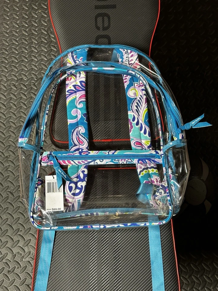 NWT Vera Bradley Clear Backpack Tropical Evening Gray Stadium School - Image 1 of 3