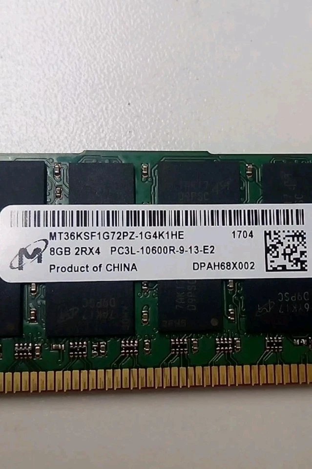 64GB (8x8GB) Micron MT36KSF1G72PZ-1G4M1HE 8GB 2RX4 PC3L 10600R RAM Memory - Image 1 of 1