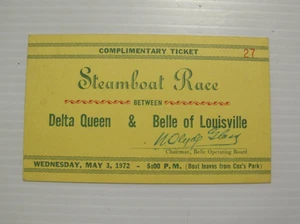 1972 DERBY FESTIVAL STEAMBOAT RACE TICKET DELTA QUEEN VS BELLE OF LOUISVILLE - Picture 1 of 2