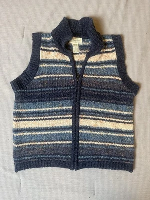 Colete Suéter Feminino Vintage St. John’s Bay Pequeno Médio Mistura de Lã Listrado - Imagem 1 de 4