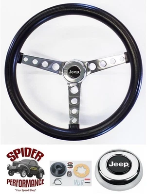 Jeep CJ5 CJ6 1967-1975 volante 14 1/2" cromo clásico Foto 1 de 4