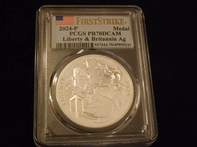 2024-P   Liberty & Britannia     Medal       First Strike         PCGS PR 70 - Image 1 of 2