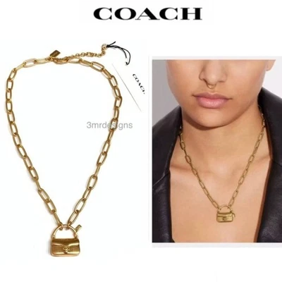 Coach Signature Collar Tabby Bolso de Mano Dije Clip Etiqueta Colgante Dorado con Bolsa Nuevo con Etiquetas Foto 1 de 4