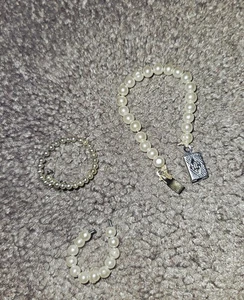 Vintage Barbie Puppe Perlenkette Halsband Metall Draht gewickelt weiß 60er Jahre - Bild 1 von 2