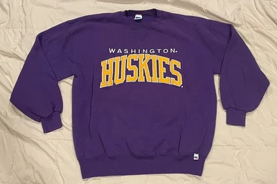 Vintage PURPLE UW Huskies Russell Athletic Long Sleeve Sweatshirt Mens XL Dawgs - Image 1 of 4