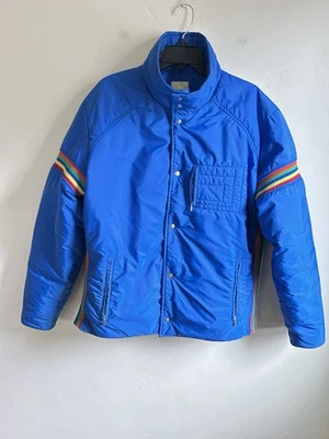 Vtg Roffe 70s Ski Jacket L 100% Premium Down Filled Puffer Snow Coat RAINBOW USA - Image 1 of 4