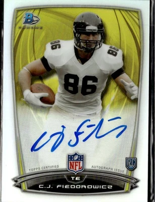 2014 Bowman Chrome Rookie Chrome Refractor Autograph CJ Fiedorowicz #63  - Image 1 of 2