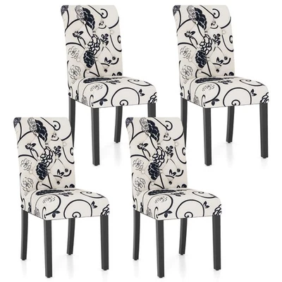 Juego de 4 sillas de comedor acolchadas Parsons silla tapizada de tela con patas de madera Foto 1 de 4