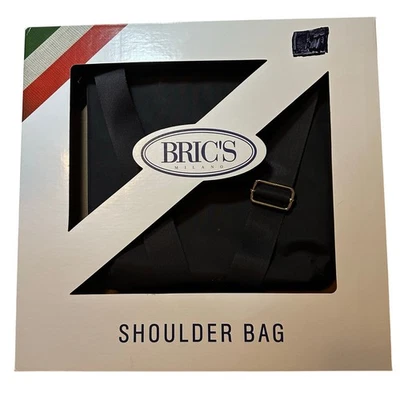 Bolso de hombro para mujer BRIC'S Milano de nailon negro con ribete de cuero Foto 1 de 4