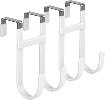 Door Hooks 2 Pack Heavy Duty Dual-Hook Organizer Hanger with Non-Slip Rubber - Image 1 of 4