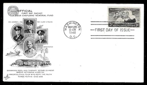 956 3c Stamp (1948) HEROIC FOUR CHAPLAINS MEMORIAL FUND FDC BY ART CRAFT (RARE) - Picture 1 of 1