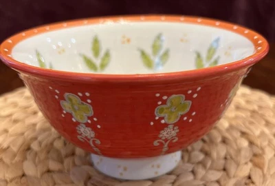 Anthropologie Elka Ayaka Red Mint Footed 18 ounce Cereal Bowl - Image 1 of 4