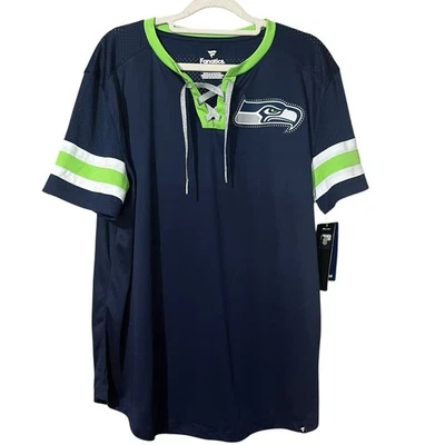 Fanatics Сиэтл Seahawks шнурует вверх Джерси рубашка XL синий футбол осени девочки новый с Ярлыками - Изображение 1 из 4