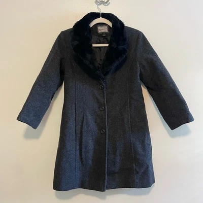 Chaqueta Abrigo Rothschild Niña Talla 12 Gris 100% Lana Cuello Piel Sintética Abotonada Foto 1 de 4