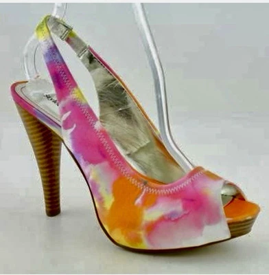 TACONES CON PUNTERA ABIERTA ROSA NARANJA AMARILLO PÚRPURA BLANCO — TALLA 7,5 Foto 1 de 4