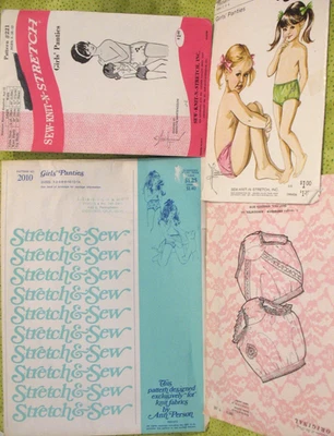 Girls Brief Panties SEW PATTERNS lot of 6 kwik stretch sew JUMPSUIT PANTIES SWIM - Image 1 of 4