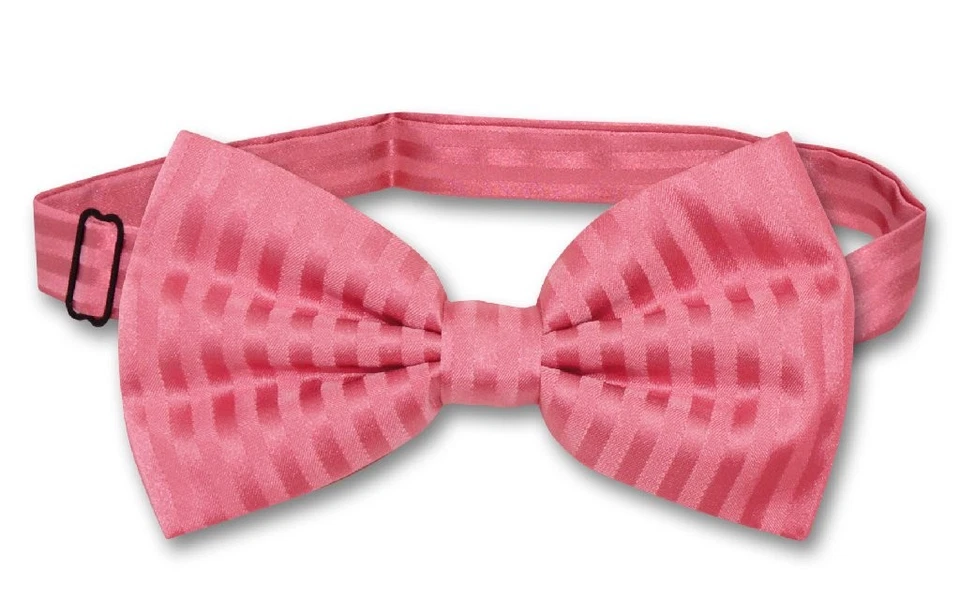 Vesuvio Napoli BOWTie CORAL PINK Color Striped Vertical Stripes Mens Bow Tie - Image 1 of 1