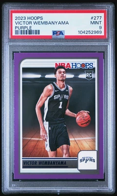 Aros de la NBA 2023-24 Panini - Novatos Victor Wembanyama #277 púrpura (RC) PSA 9 Foto 1 de 2