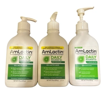 Loción corporal hidratante nutritiva diaria 3 AmLactin 12 % ácido láctico 7,9 OZ cada una Foto 1 de 2