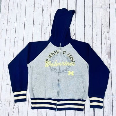 Sudadera con capucha de manga larga azul de la Universidad Michigan para mujer cremallera completa XL Foto 1 de 4