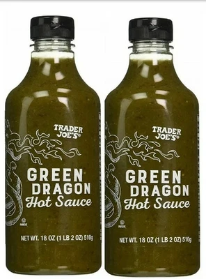 Paquete de 2 salsas calientes Trader Joes Joe's Green Dragon de 18 oz cada una Foto 1 de 3