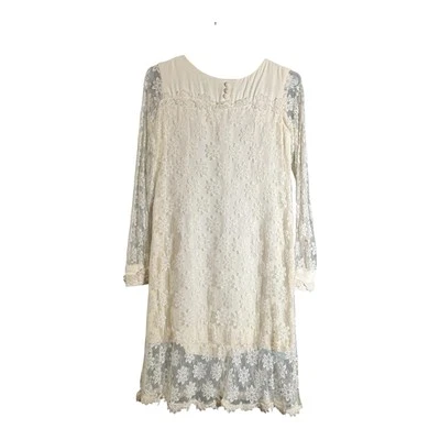 Vestido de boda vintage de encaje marfil con encaje talla 9 de la confección internacional para damas Foto 1 de 4