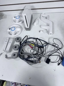 Nintendo Wii RVL-001 Console Bundle With 2 Controllers & Wheel Remote Tested BH - Picture 1 of 7