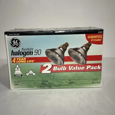 GE 2 BULB PACK 29529 Floodlight Outdoor Par38 / 90W Halogen Bulbs SEALED NIB - Image 1 of 4