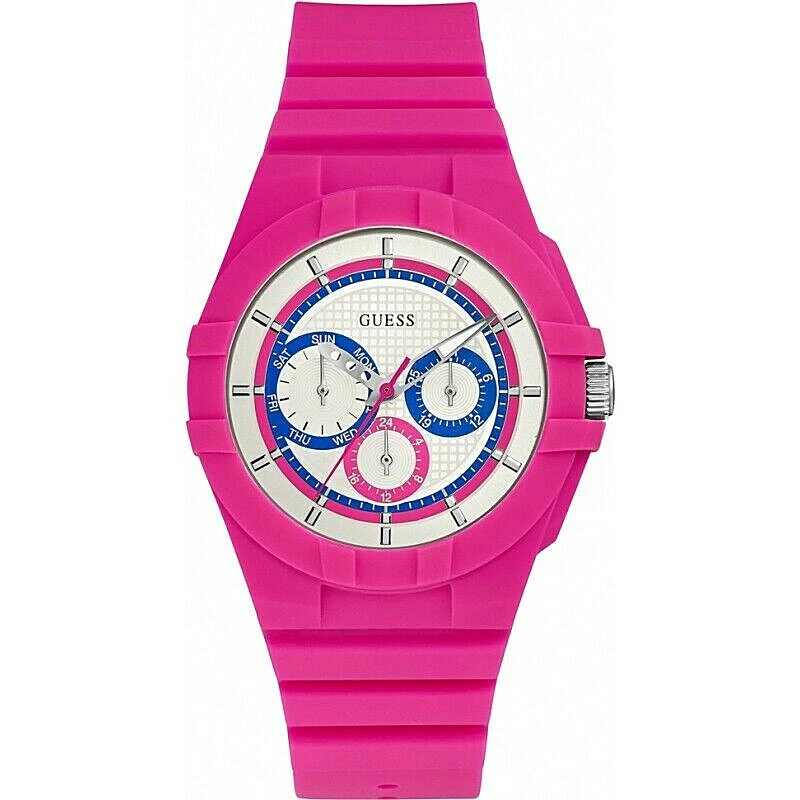 GUESS women's Pink Rubber strap White dial multicolor dial Watch U0942L3 W0942L3
