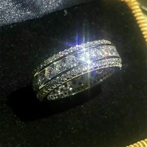 14K White Gold Over 2.40 Ct Round Cut Diamond Men's Engagement Wedding Band Ring - Picture 1 of 5