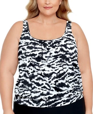 Blusa Tankini Swim Solutions Para Mujer Talla Grande Cuello Fruncido Con Aros, 24W Foto 1 de 3