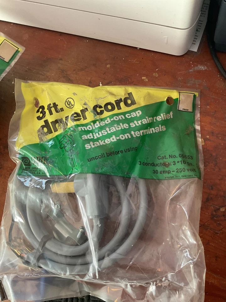 Cable de secado Carol de 3 pies, #10-3 conductor-25 amperios-250 voltios 30 amperios-250 V S1288 Foto 1 de 1