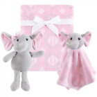 Hudson Baby Infant Girl Plush Blanket, Security Blanket and Toy Pretty Elephant,