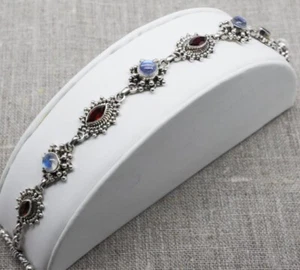 St James Collection- Sterling Silver Multi-Gemstone Bracelet, 7 Inch,Signed - Picture 1 of 4